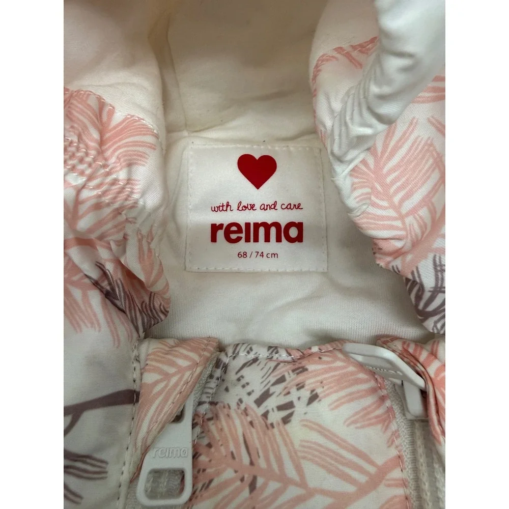 Reima Baby Bunting Snowsuit Pink Leaf Print Hooded One Piece 6-9M 510358